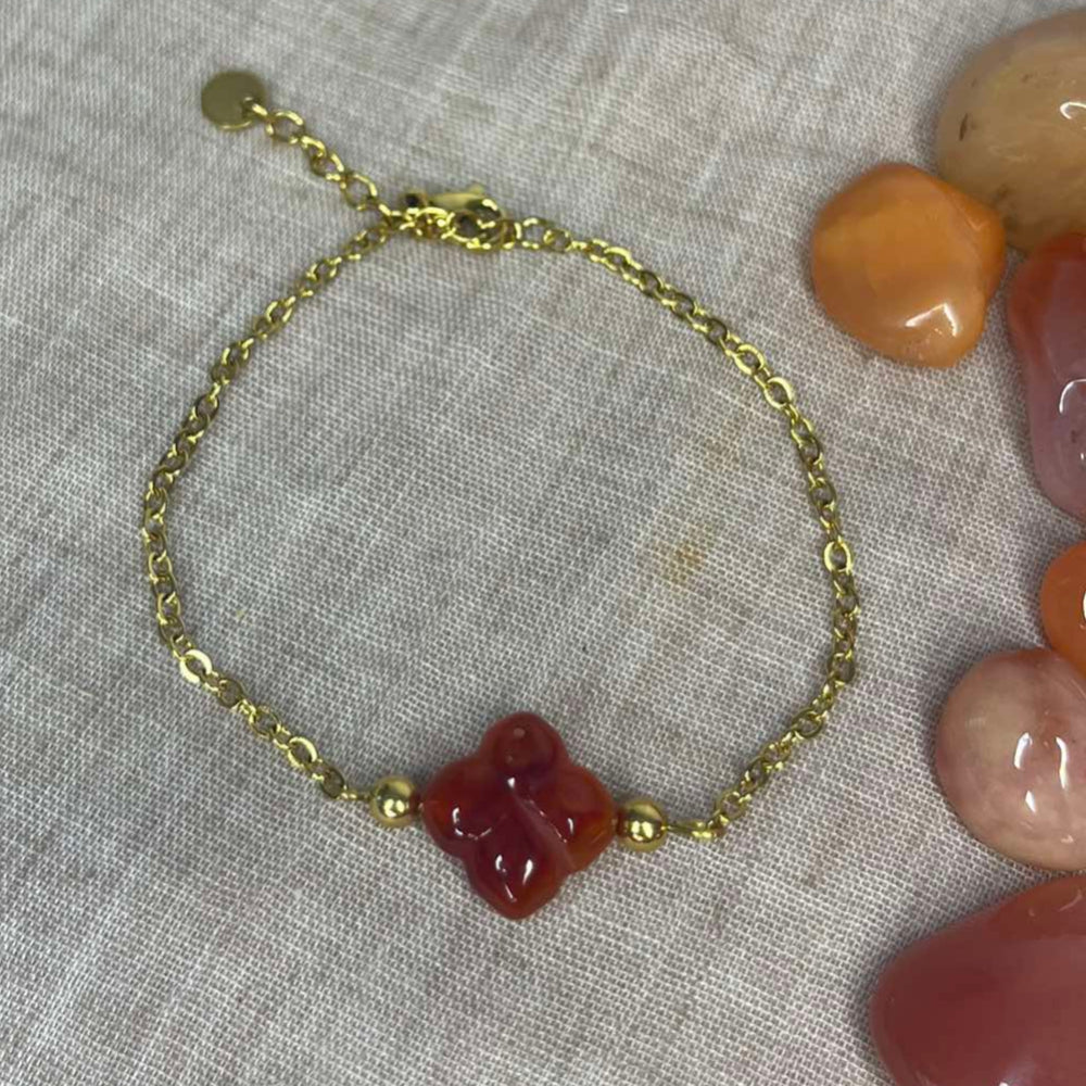 Bracelet trèfle Cornaline