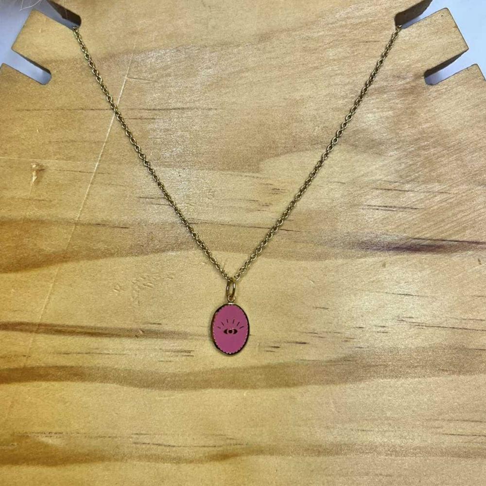Collier œil rose