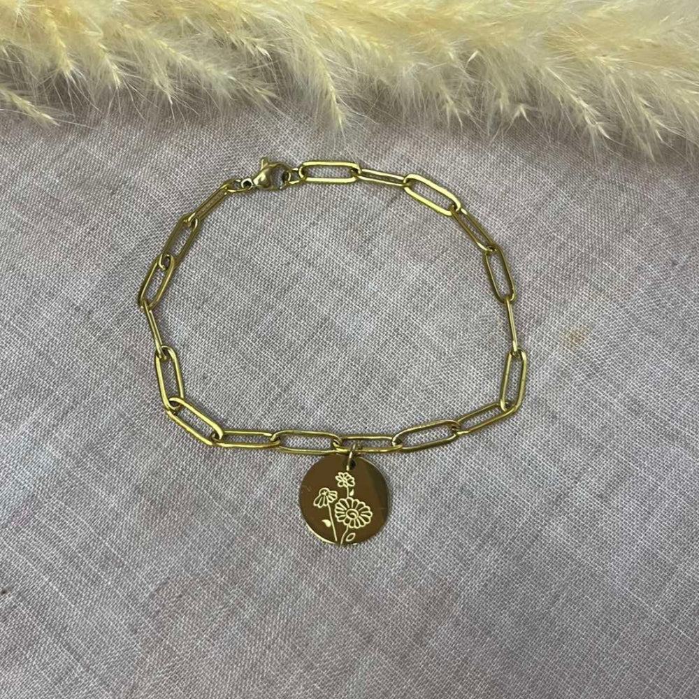 Bracelet Fleur de naissance rond
