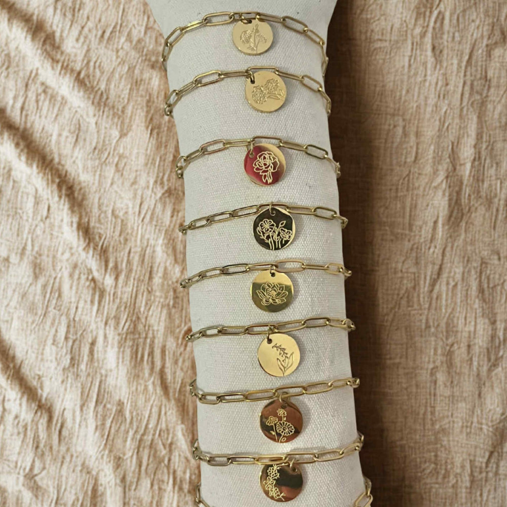 Bracelet Fleur de naissance rond