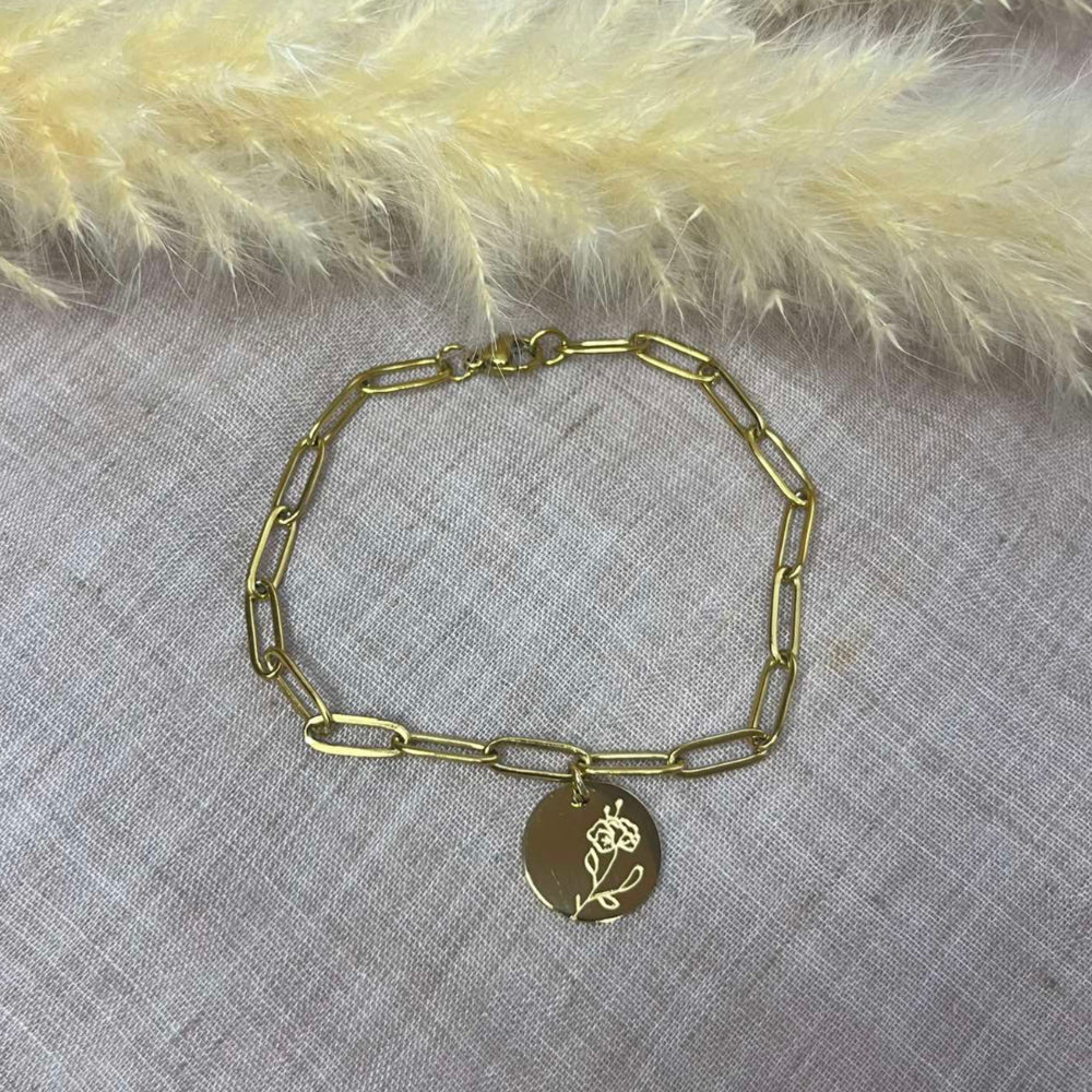 Bracelet Fleur de naissance rond