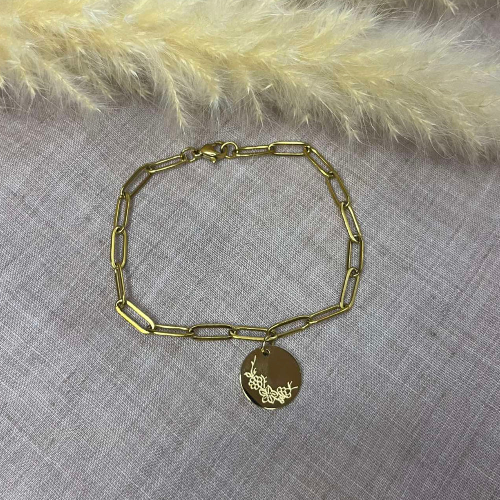 Bracelet Fleur de naissance rond