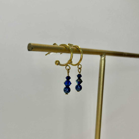 Boucles d'oreilles perles bleu saphir