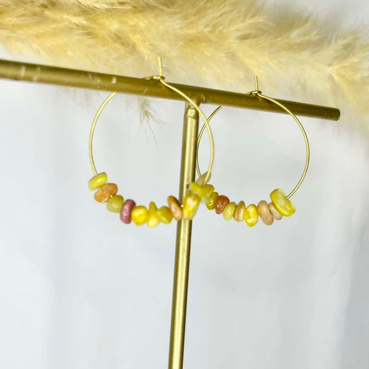 Créole perles de coquillage tons jaunes, orangé
