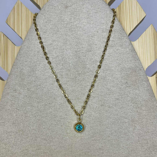 Collier bleu (couleur de naissance : décembre)