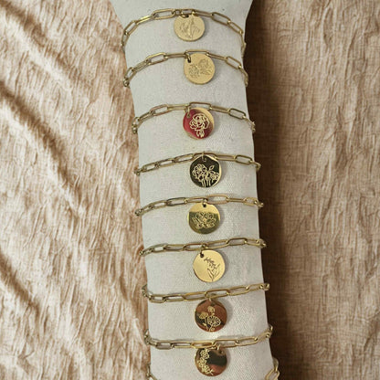 Bracelet Fleur de naissance rond