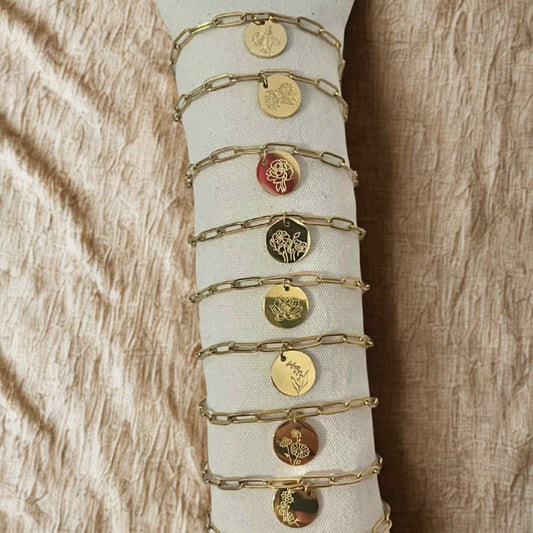 Bracelet Fleur de naissance rond