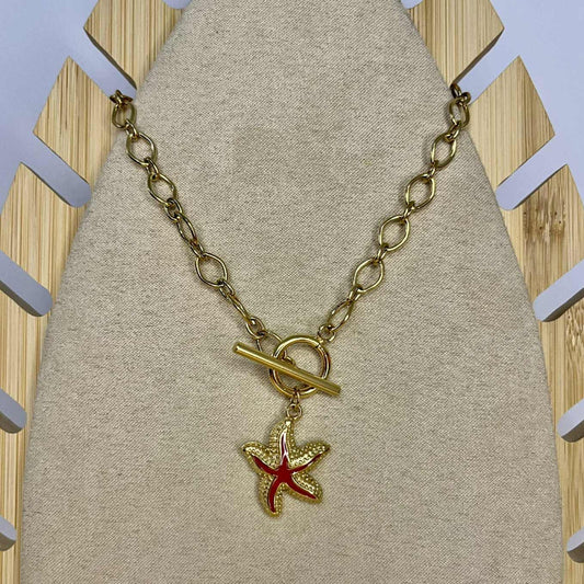 Collier étoile de mer rouge